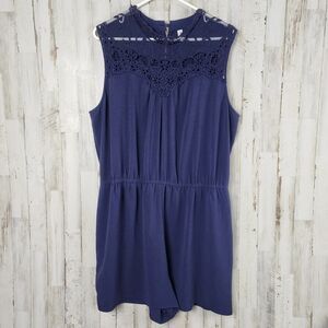 Xhilaration Lace Sleeveless Romper Navy Blue Size XXL